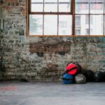 weight bags on the floor near wall